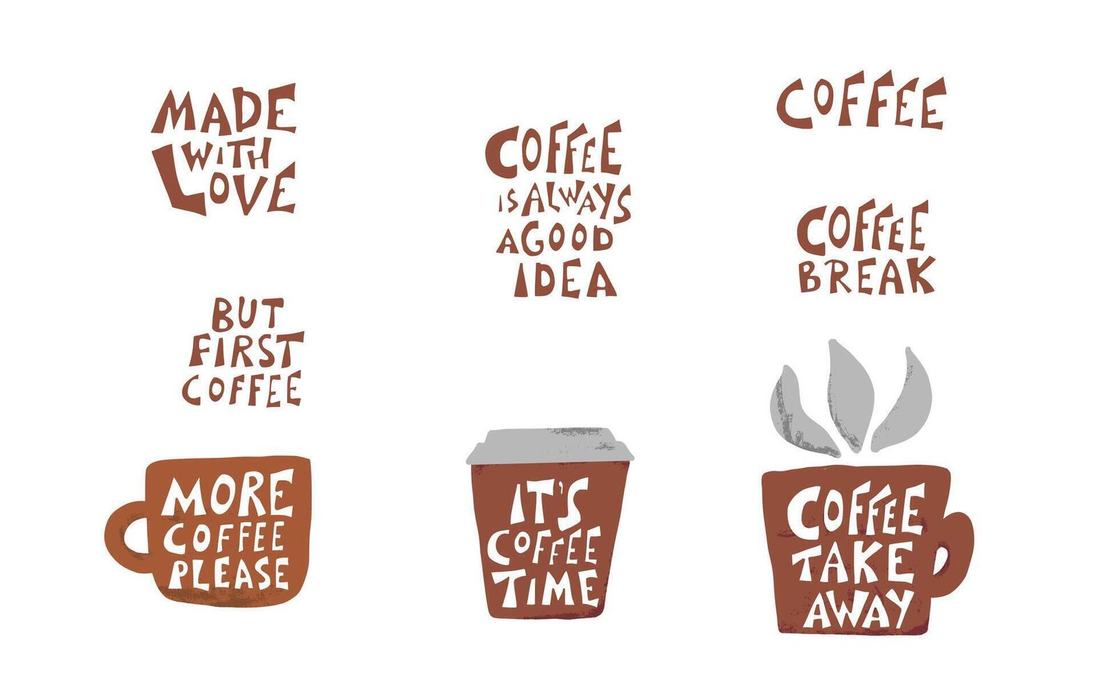 Coffee cups with quotes. illustration. vector