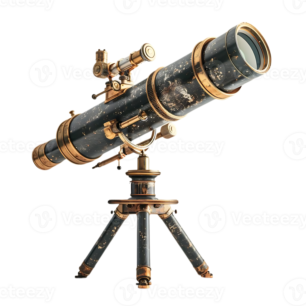 Vintage Telescope 3D Model Render png