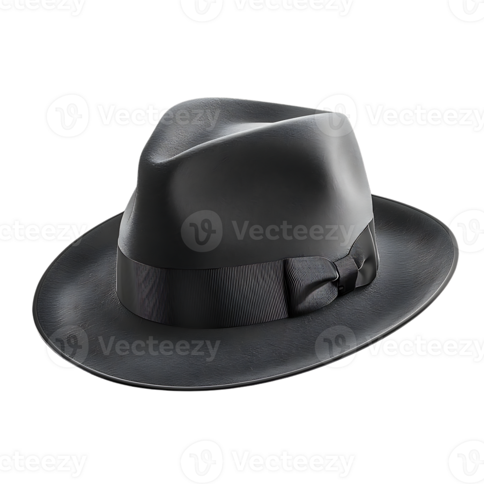 3D Render of a Black Fedora Hat png
