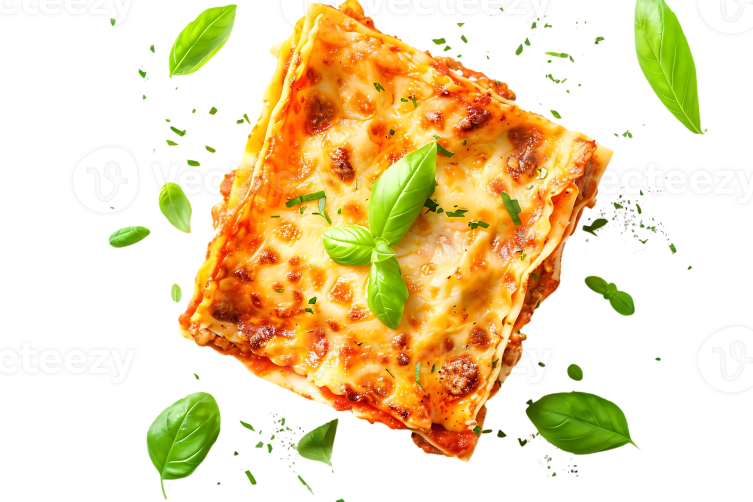 Lasagna with Basil and Cheese - Food Photography png