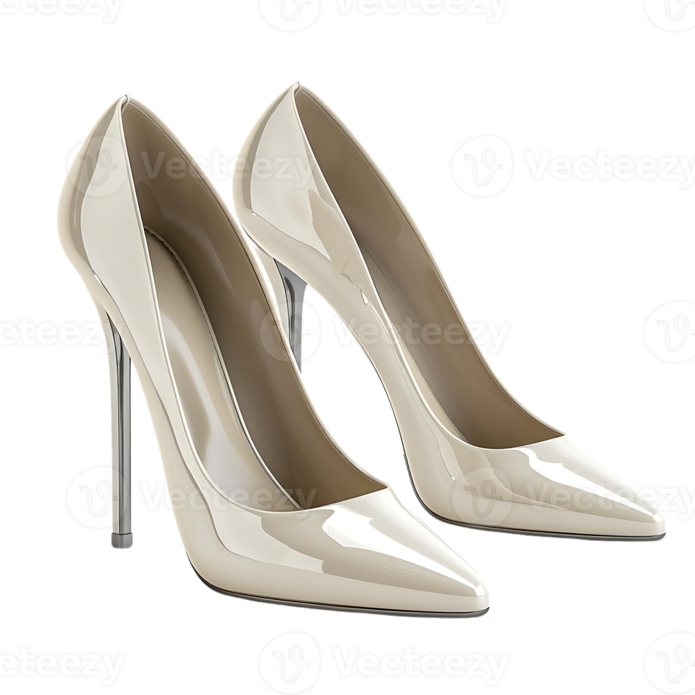 3D Rendering of a Pair of Beige High Heel Pumps png
