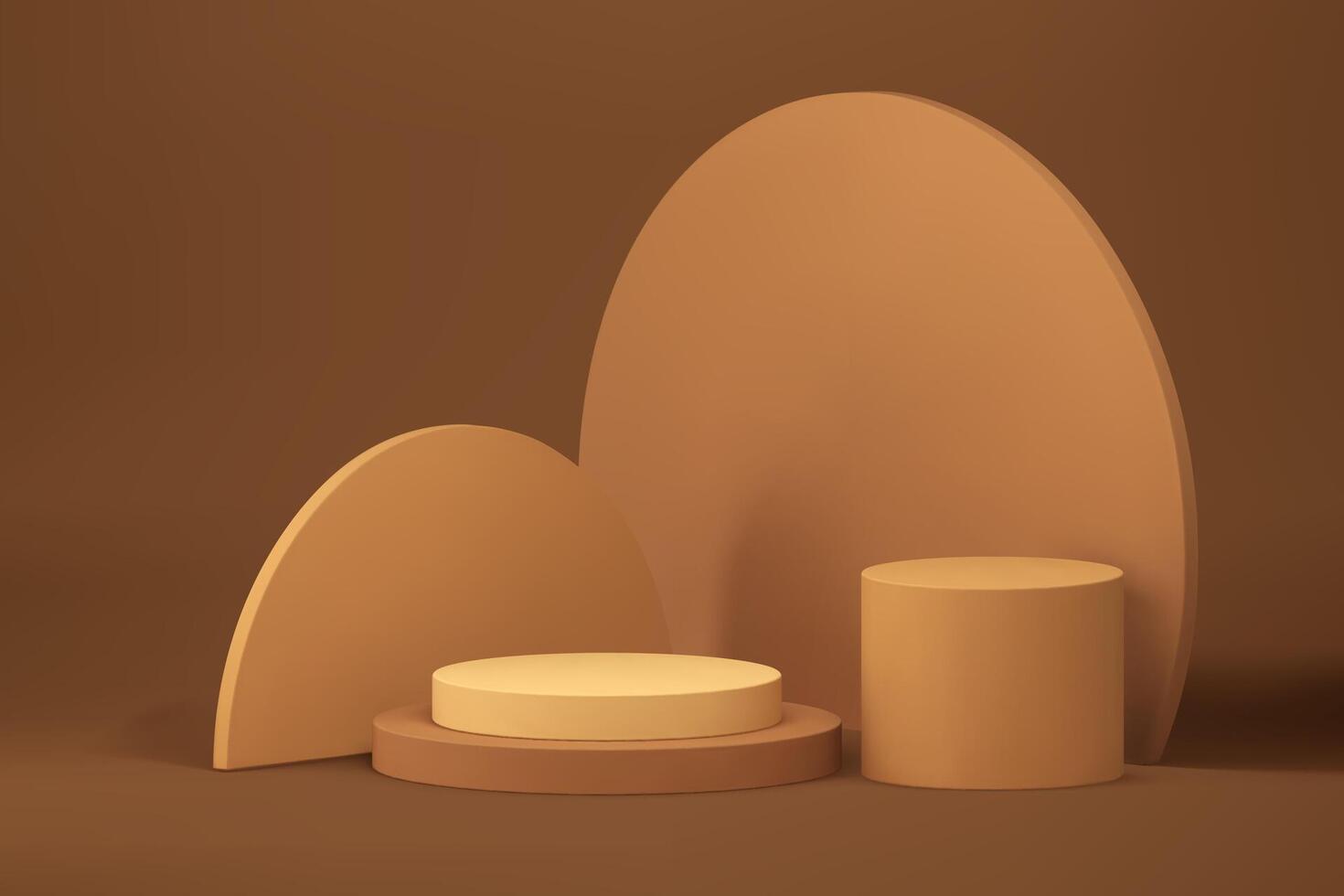 Beige 3d circle podium pedestal neutral minimalist aesthetic showcase realistic vector
