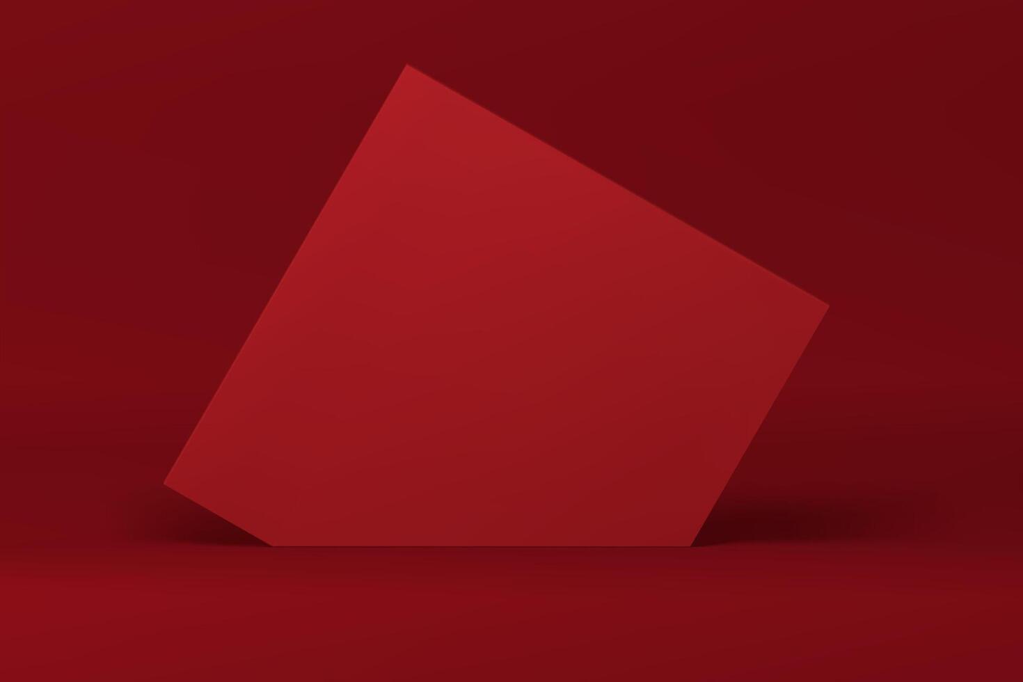 Red 3d wall abstract pentagonal studio background for product show presentation realistic vector