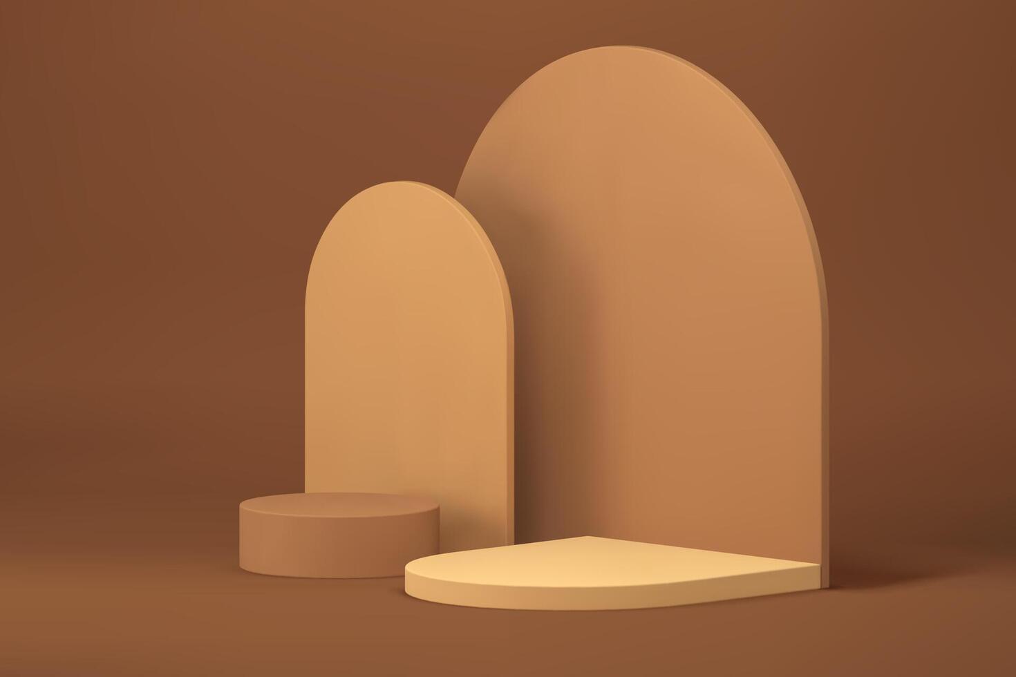 Beige pastel 3d podium pedestal mock up for cosmetic product show presentation realistic vector