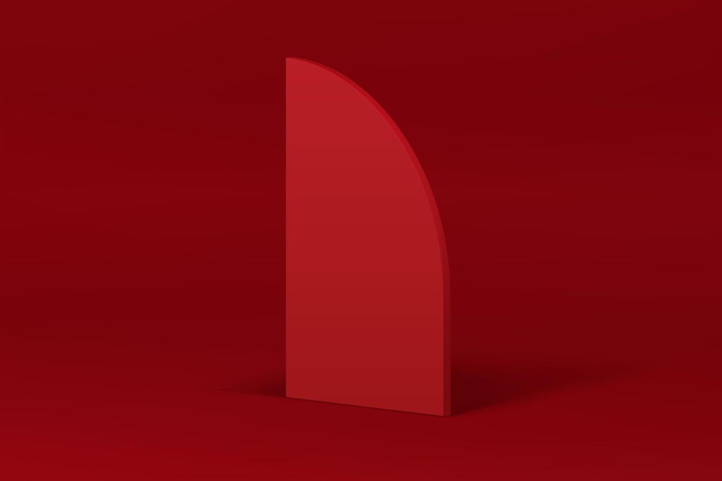 3d red curved wall fashion studio background for product commercial presentation realistic vector