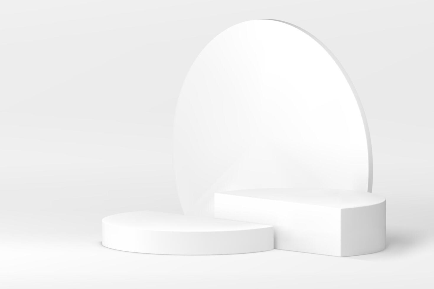 White 3d podium round pedestal mock up cosmetic product show presentation illustration vector
