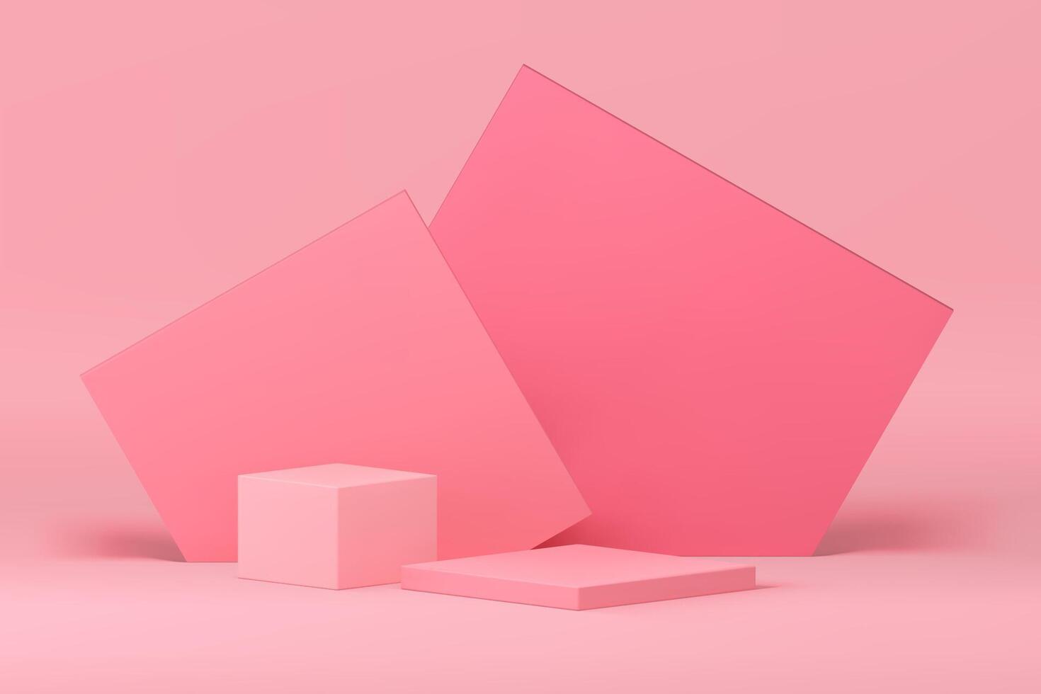 Pink 3d podium geometric elegant pedestal mock up for cosmetic product show presentation vector