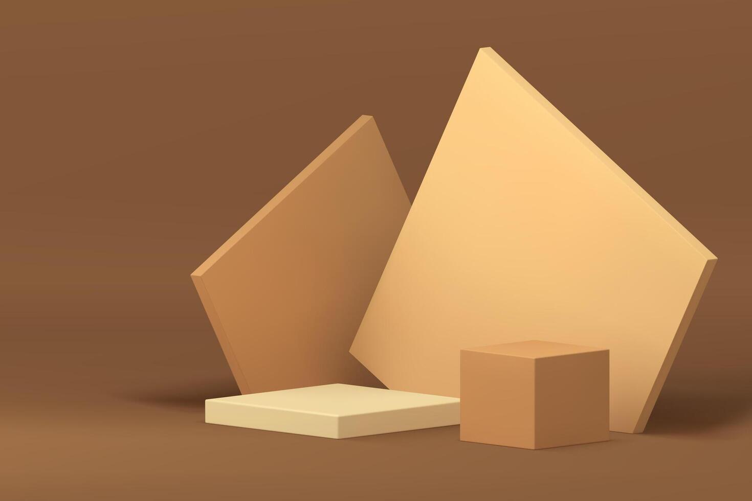 Beige 3d geometric podium minimalist aesthetic pedestal for promo presentation realistic vector