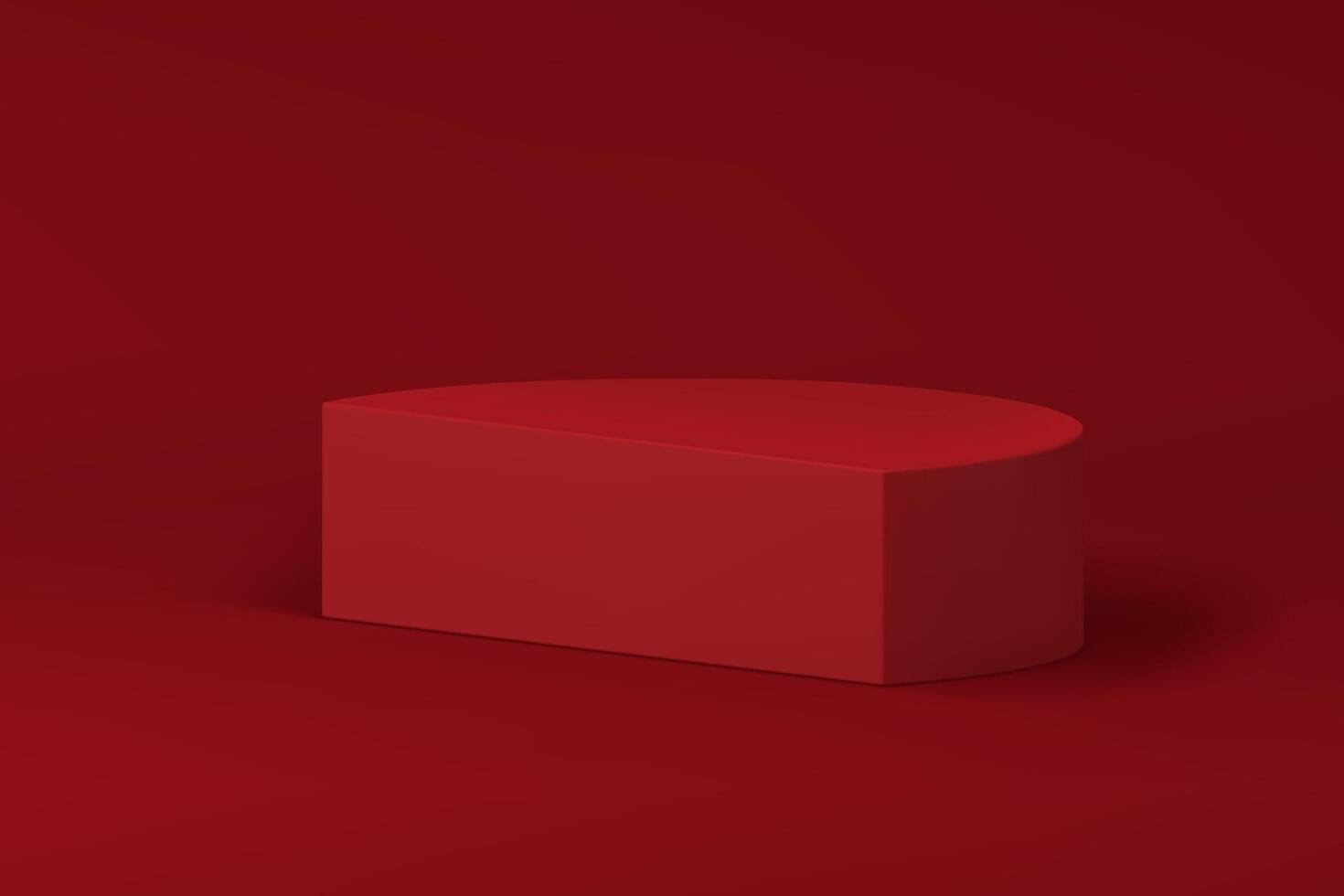 3d red semicircle podium fashion display for commercial product presentation realistic vector