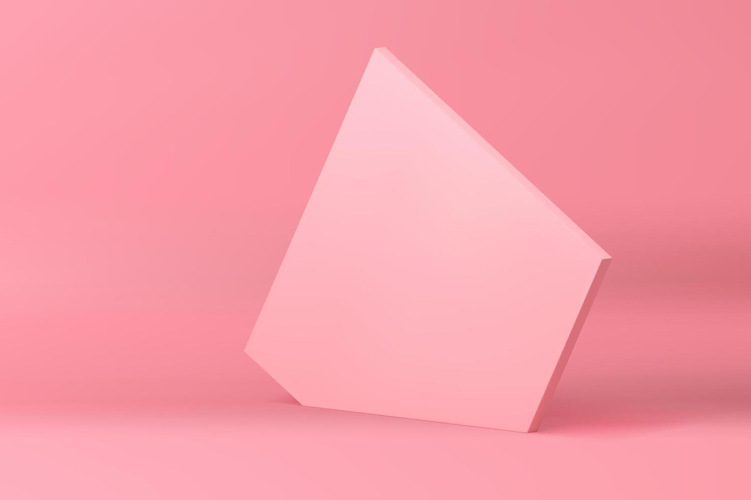 Pink 3d pentagonal wall geometric background mock up for cosmetic product show presentation vector