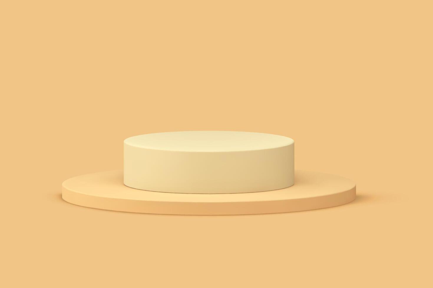 3d beige neutral cylinder step podium pedestal mock up for cosmetic product show presentation vector