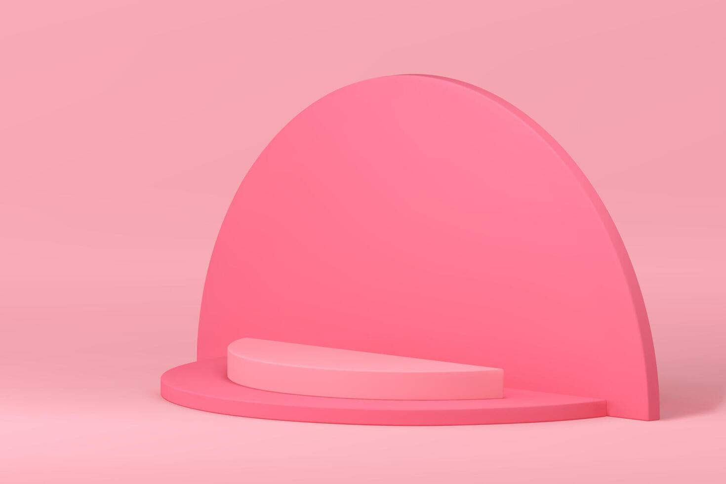 Pink elegant 3d podium semicircle step pedestal for feminine product presentation realistic vector
