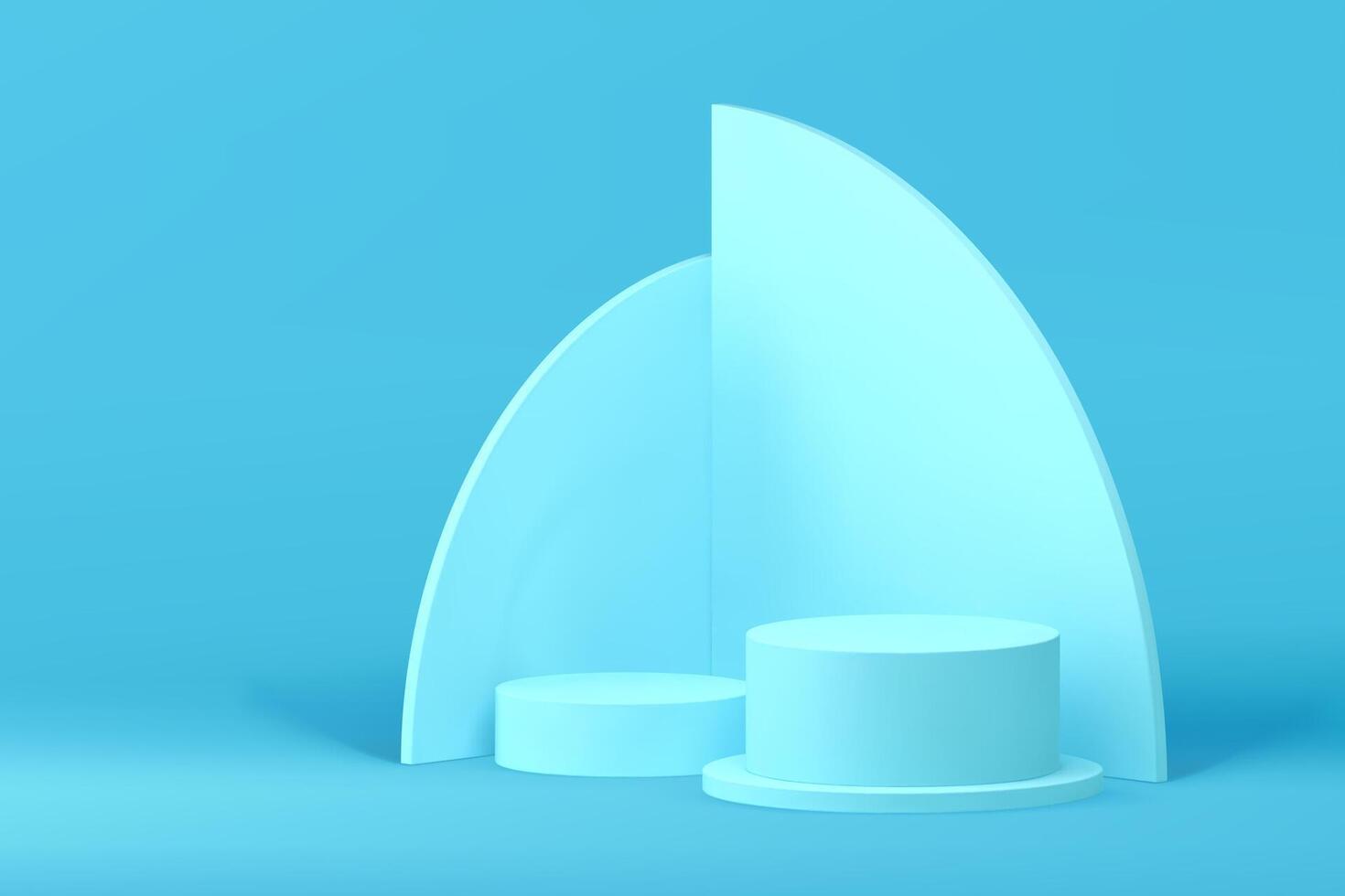 3d podium pedestal blue pastel showcase with geometric wall background realistic vector