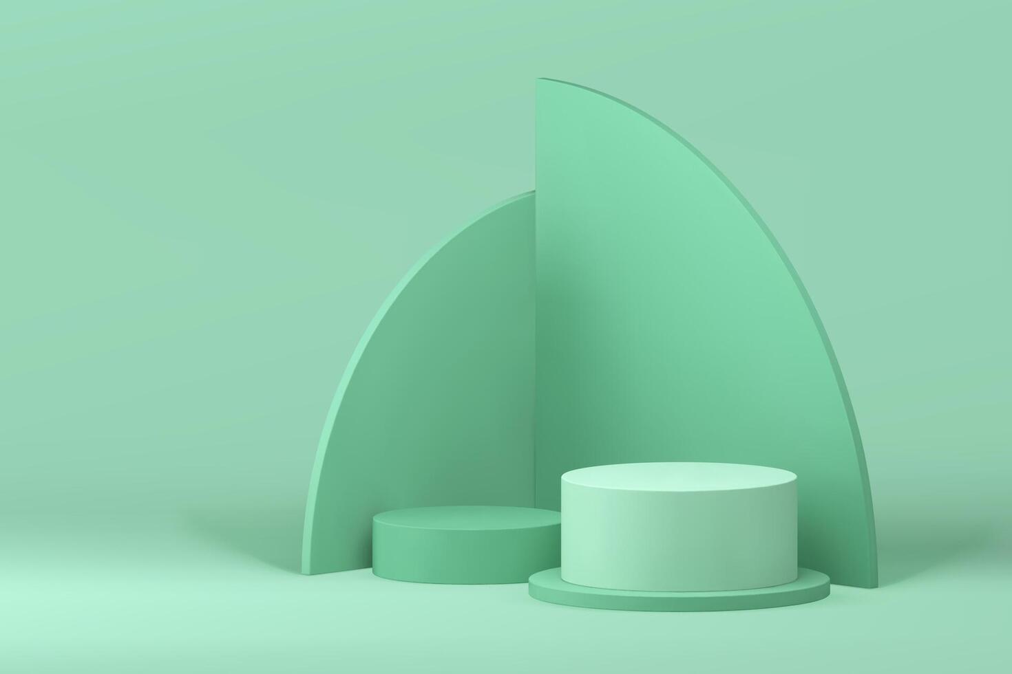 Green minimalist 3d podium pedestal geometric wall background empty showcase realistic vector
