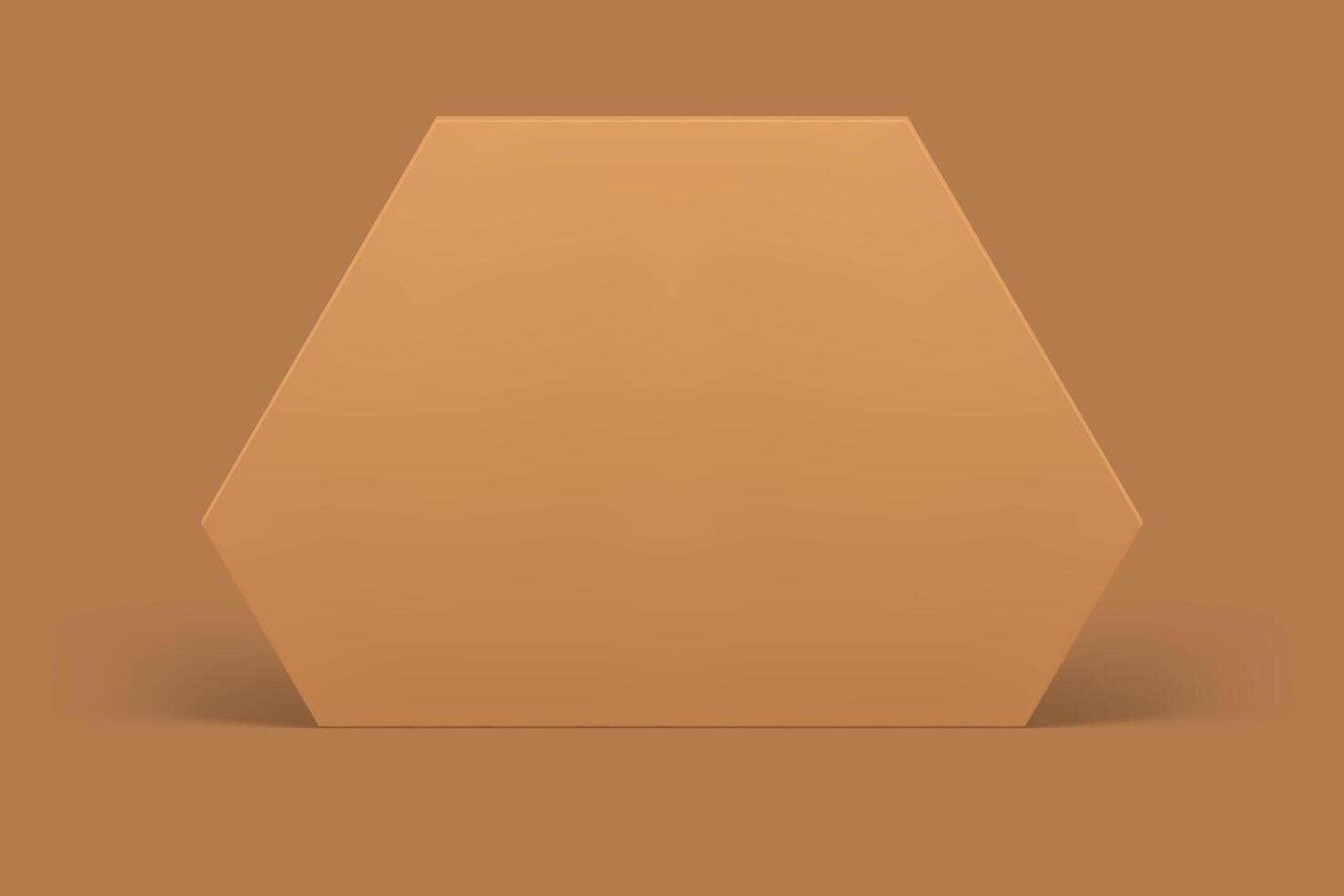 Beige neutral hexagonal 3d wall geometric stand for commercial promo advertising realistic vector