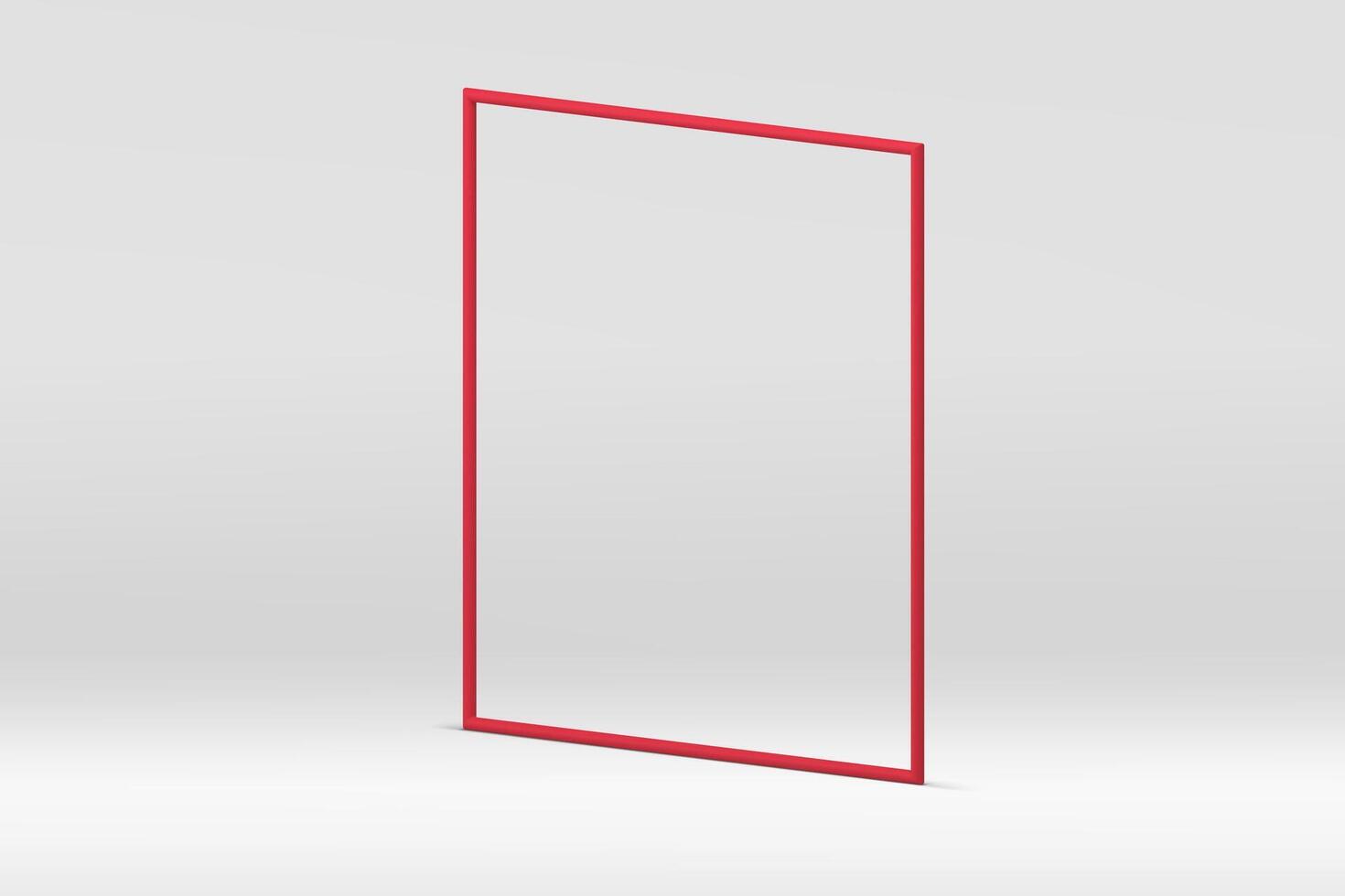 Red 3d squared frame isometric border white studio background for product show realistic vector