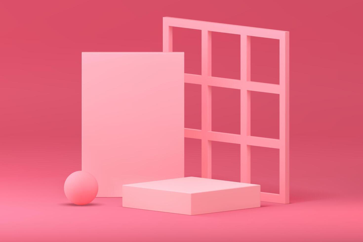 Pink 3d podium pedestal geometric display composition for product presentation illustration vector