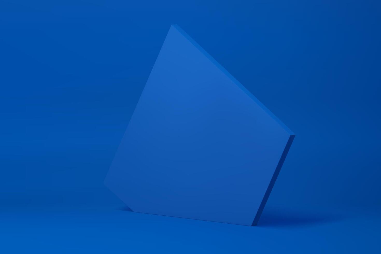 Blue 3d isometric wall pentagonal geometric angular background for product presentation vector