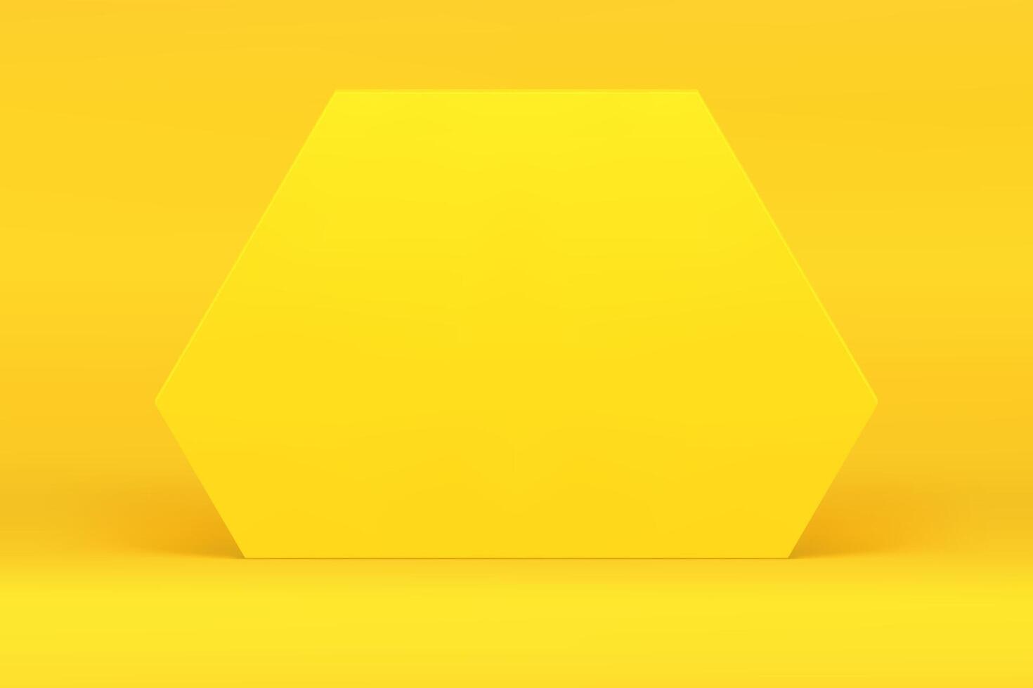 Yellow hexagonal 3d wall promo studio background for product presentation show realistic vector
