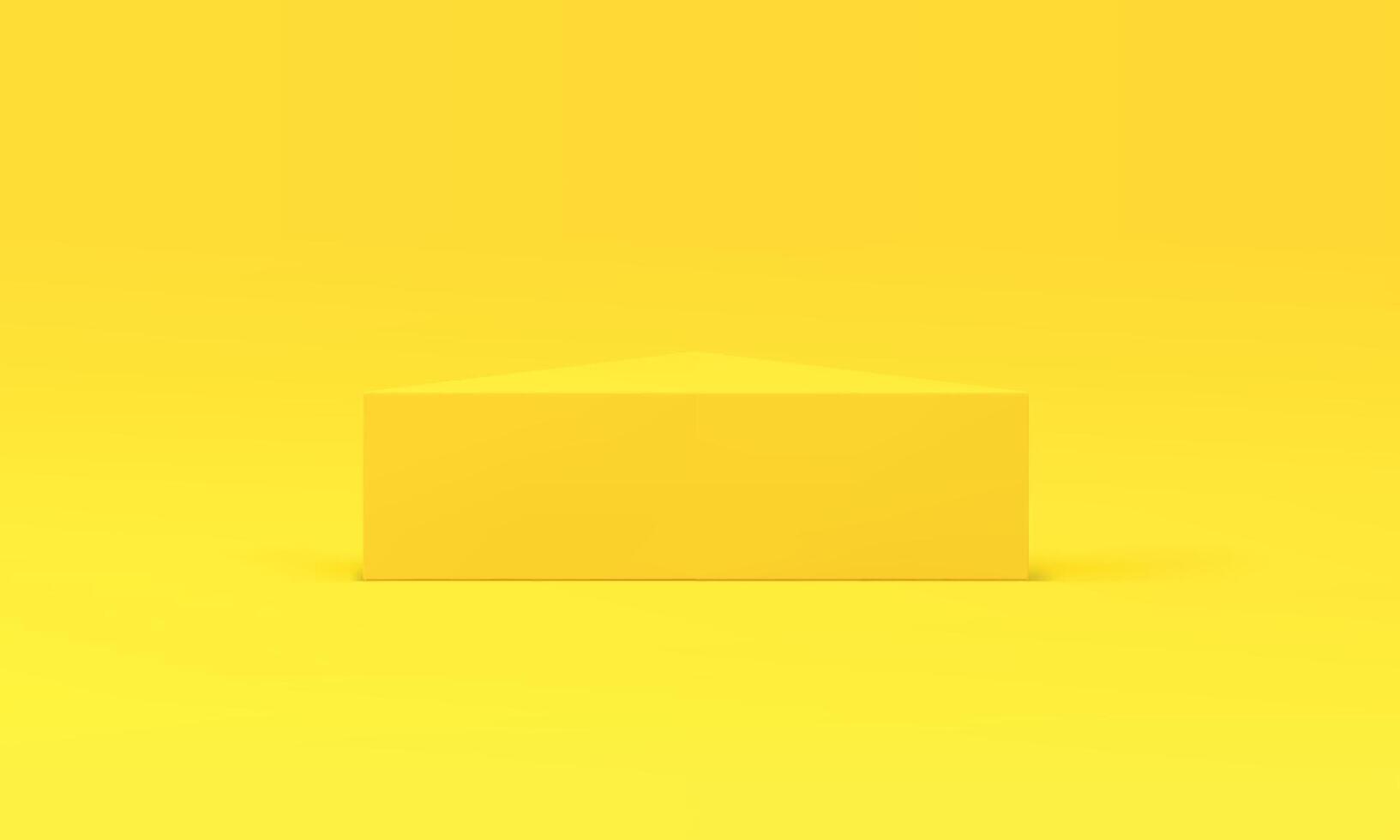 Realistic 3d podium triangle yellow geometric platform for product commercial presentation vector