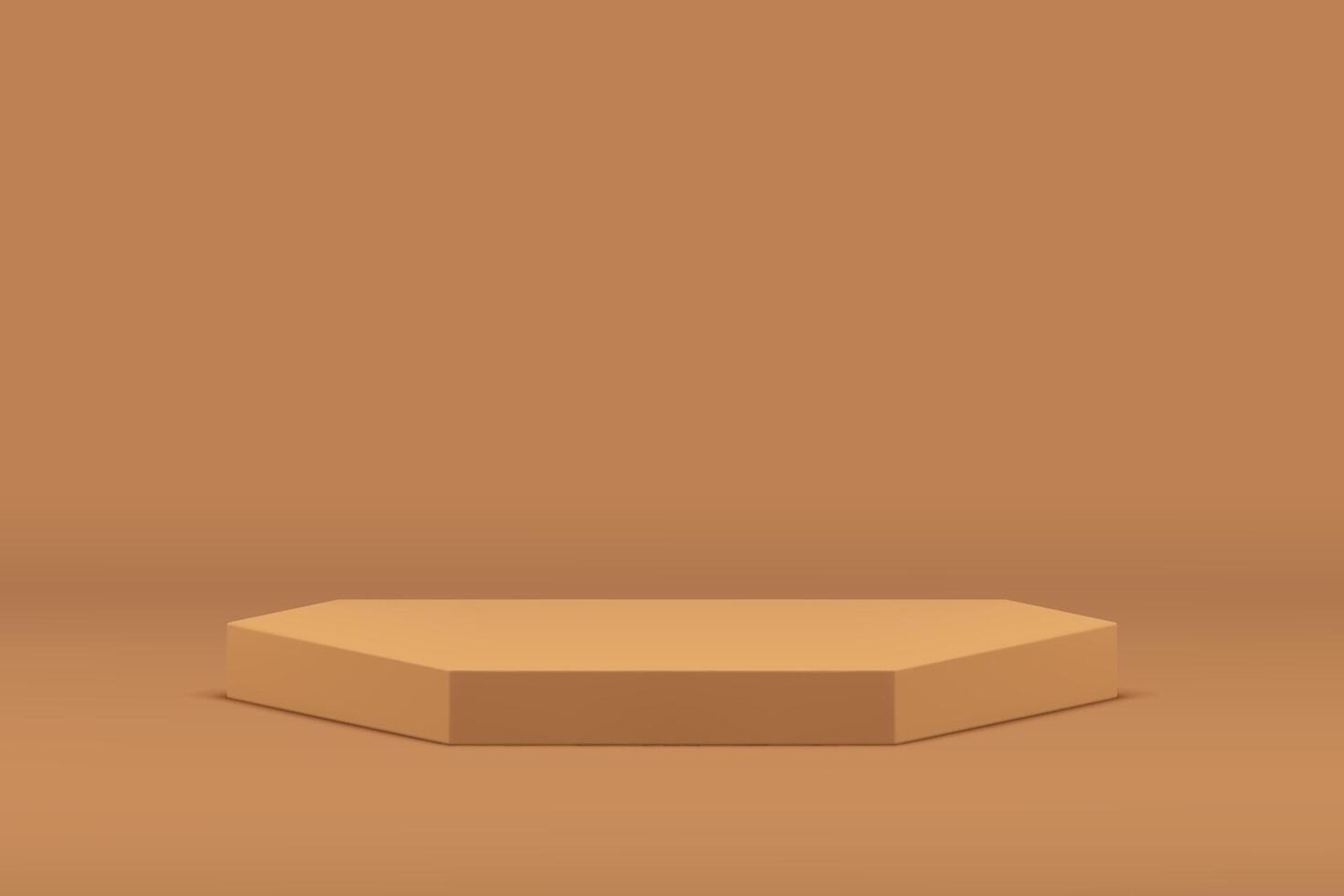 Beige 3d hexagonal podium geometric pedestal mock up for cosmetic product show presentation vector