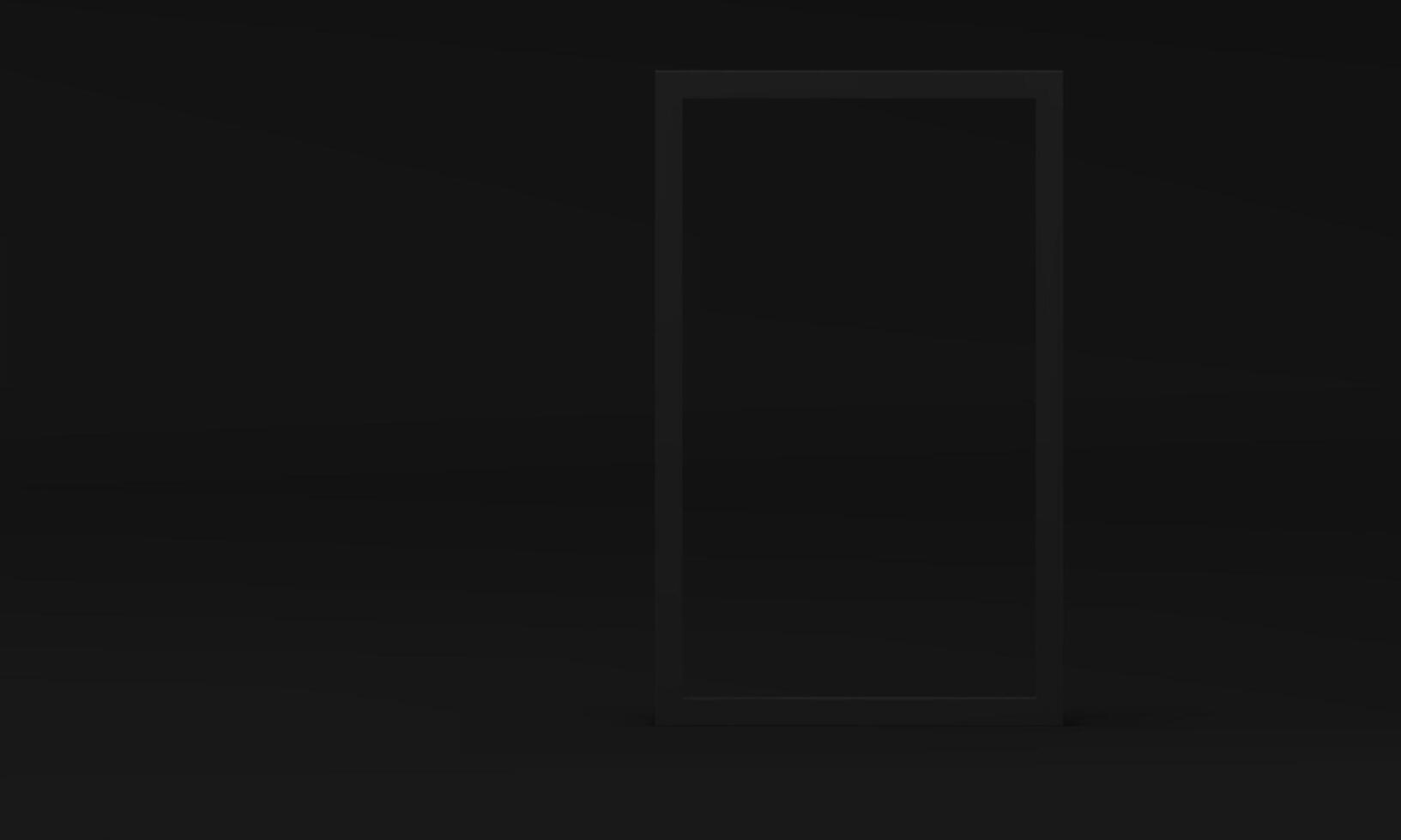 Black 3d rectangle frame at dark studio background space for product presentation vector