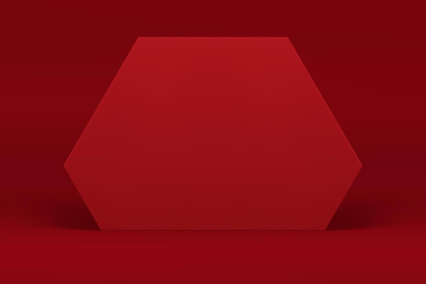Red hexagonal 3d wall fashion display for product commercial presentation realistic vector