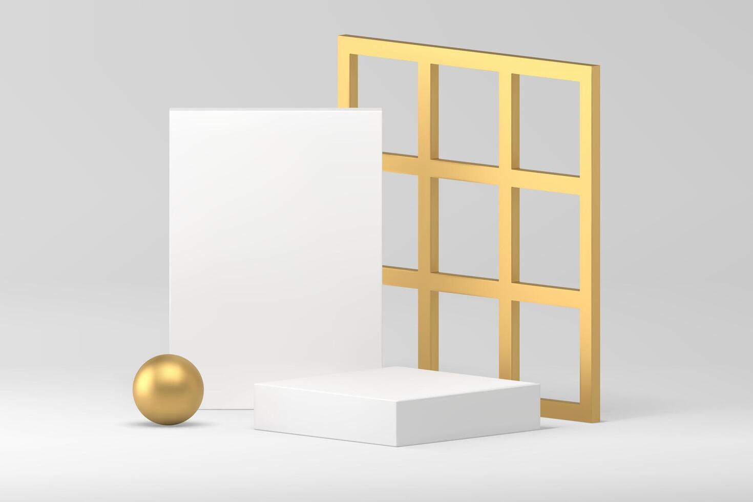 White 3d luxury podium geometric pedestal mock up for cosmetic product show presentation vector