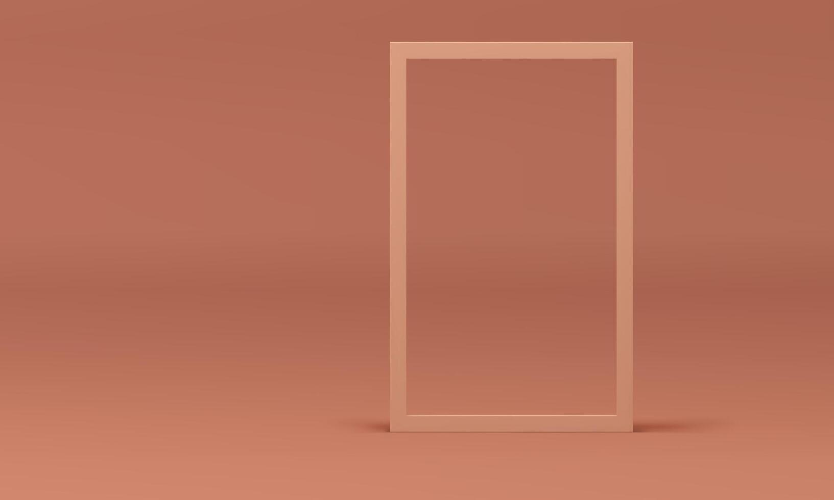 Beige 3d rectangle frame minimalist wall backdrop showroom interior design realistic vector