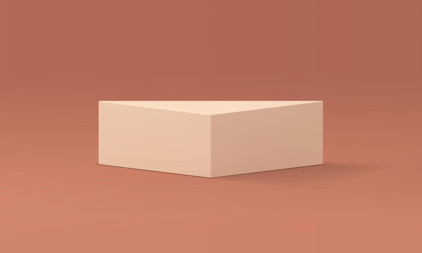 Beige 3d podium neutral triangle pedestal modern geometric shape realistic illustration vector