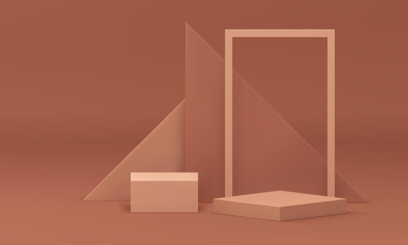 Beige 3d podium neutral geometric pedestal mock up for cosmetic product show presentation vector
