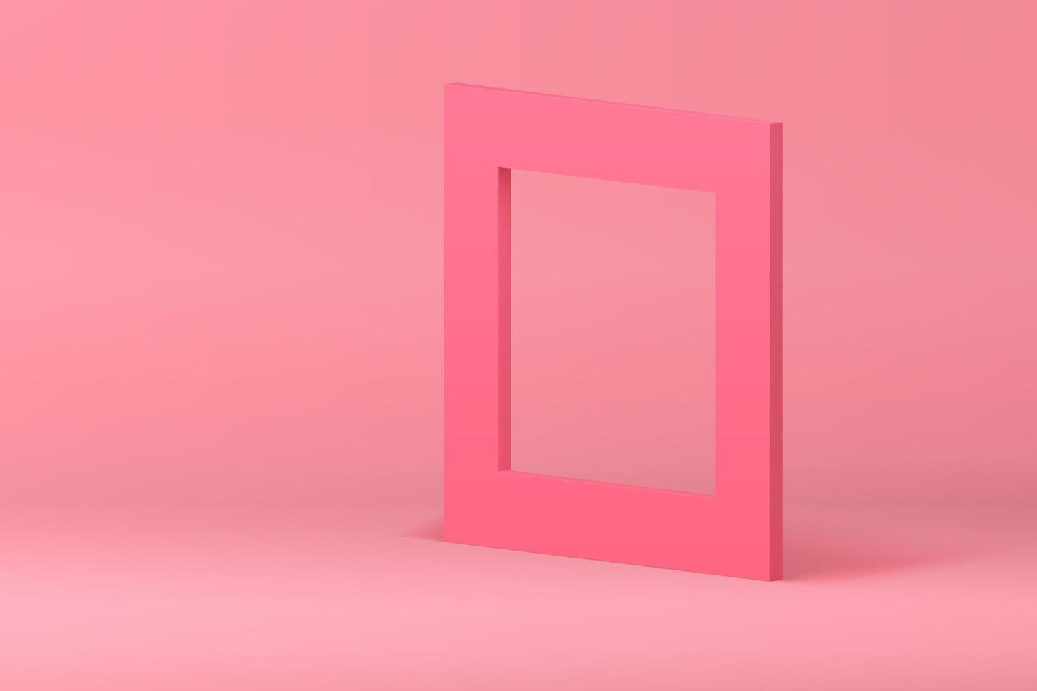 Pink 3d squared frame isometric wall boundary mock up for cosmetic product show presentation vector