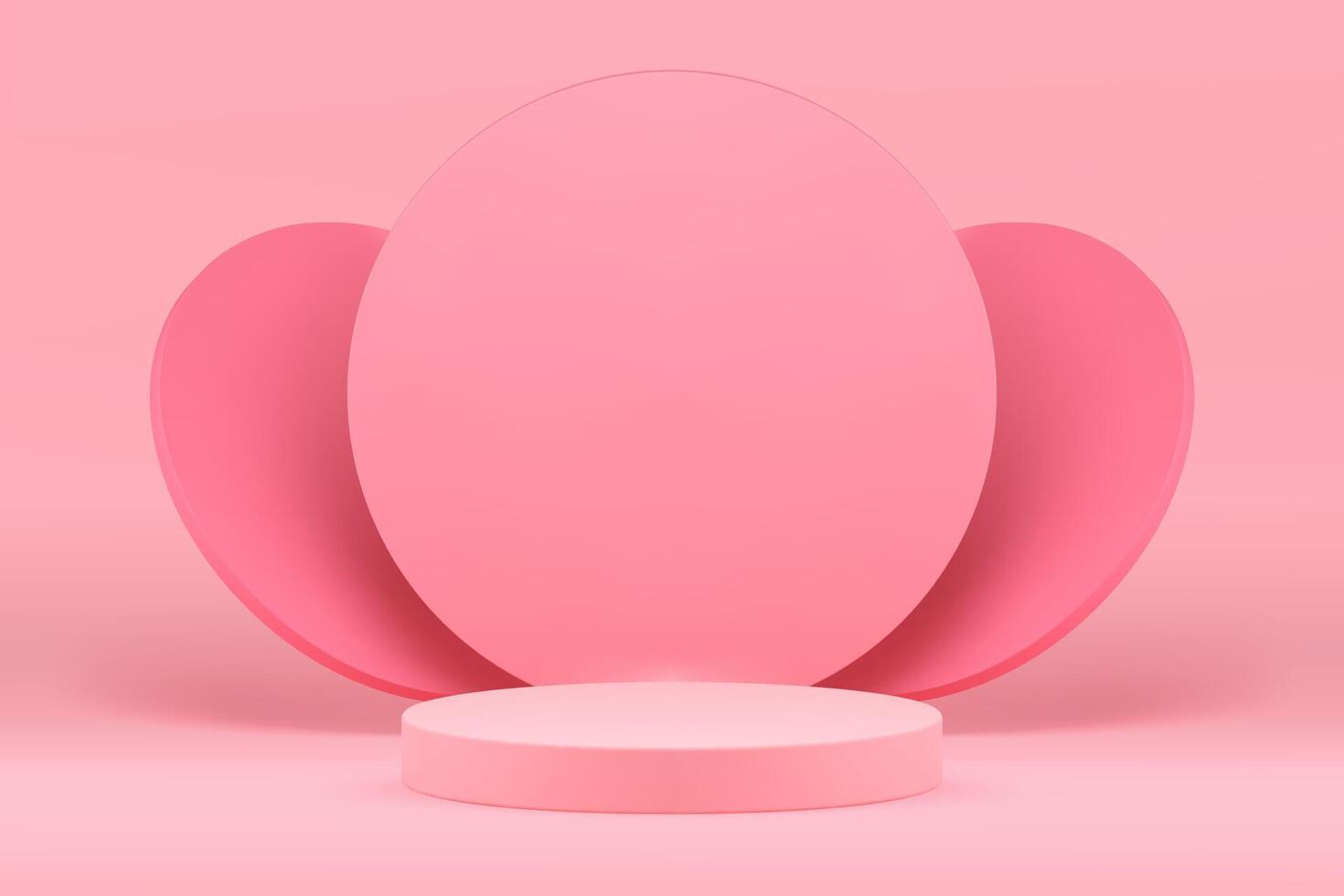 Pink 3d podium feminine elegant pedestal mock up for cosmetic product show presentation vector