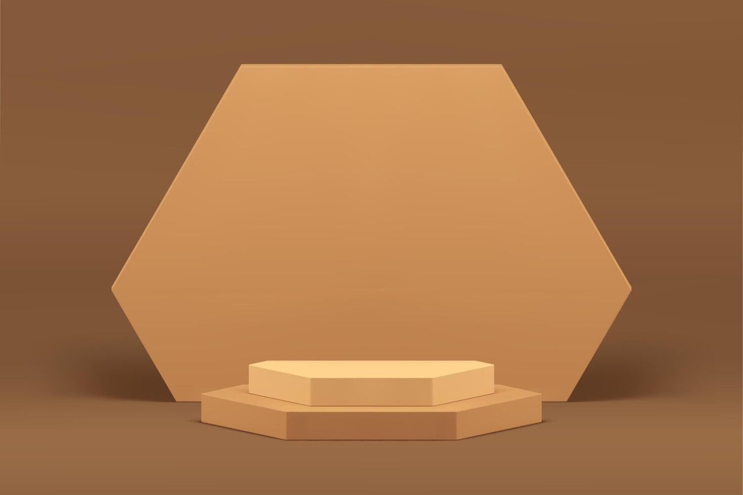 Beige 3d step podium pedestal geometric mock up for cosmetic product show presentation vector