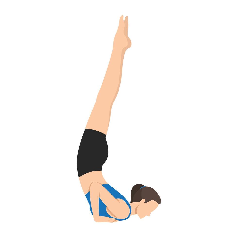 Woman doing Chin Stand or Ganda Bherundasana yoga exercise. vector