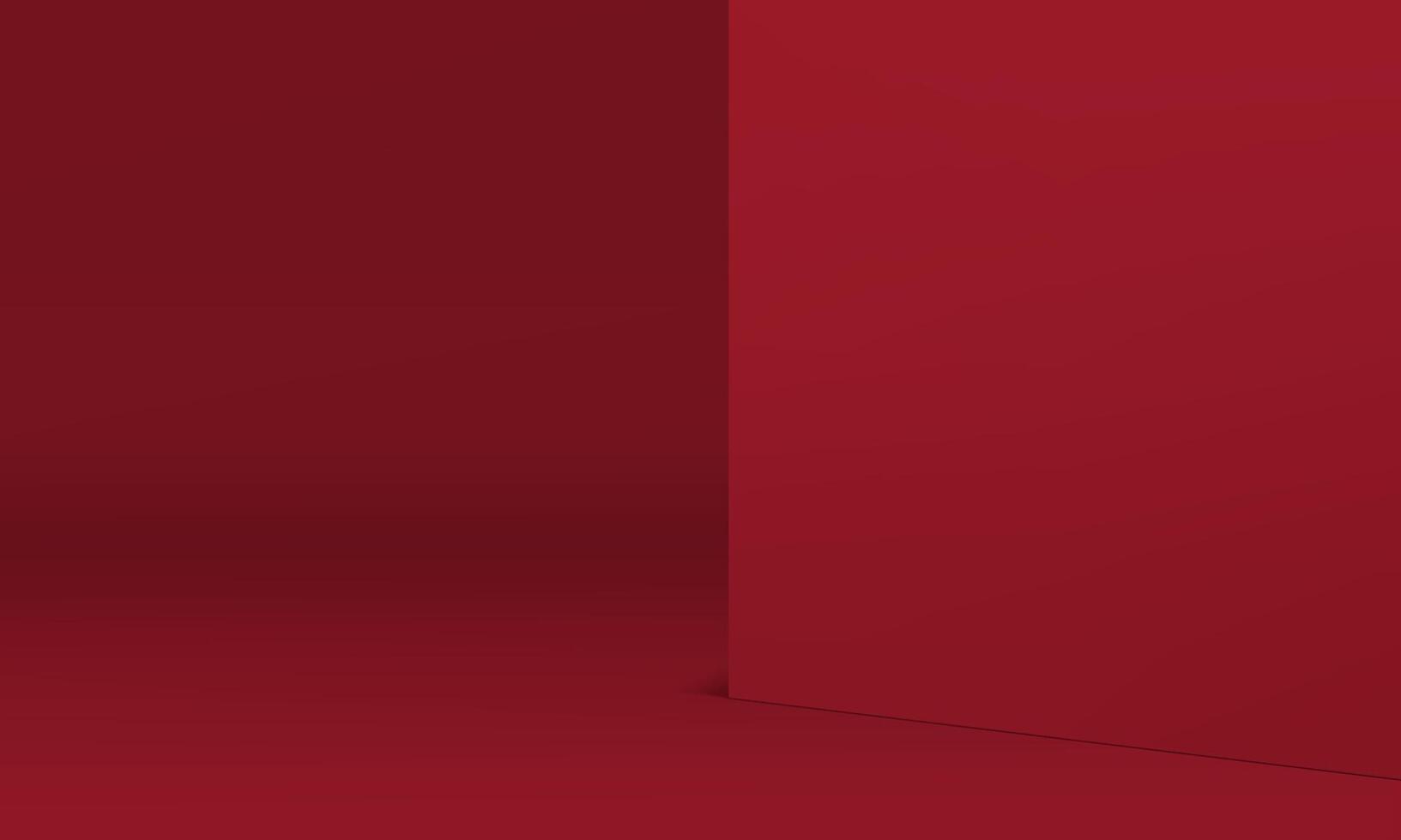 Red 3d showroom empty promo studio minimalist with wall backdrop realistic vector