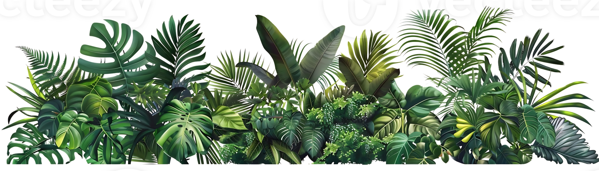 Lush Tropical Jungle Foliage Illustration png