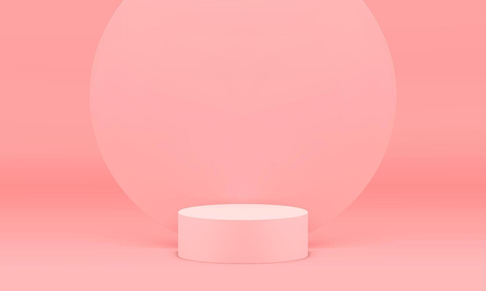 Pink 3d cylinder podium aesthetic display mock up for cosmetic product show presentation vector