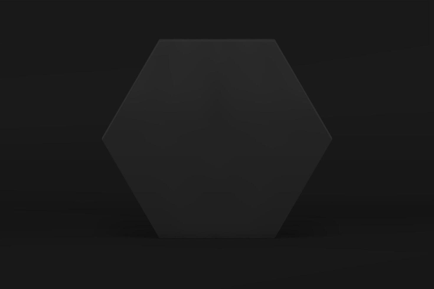Black 3d hexagonal wall geometric studio background for commercial promo realistic vector