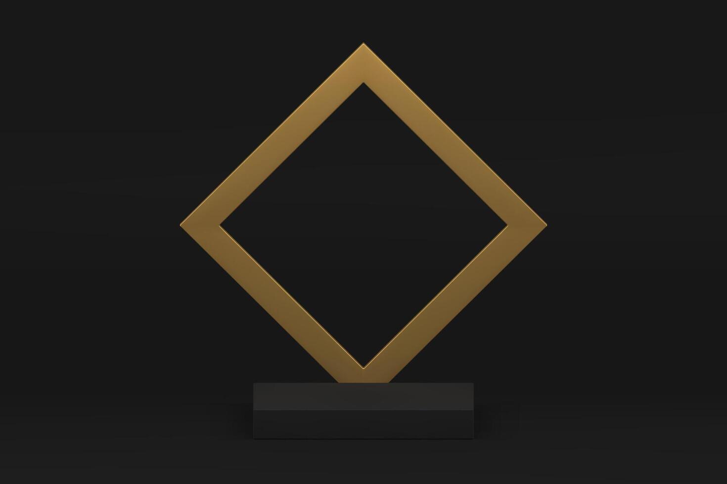Black 3d podium pedestal with golden rhombus frame for luxury product presentation show vector