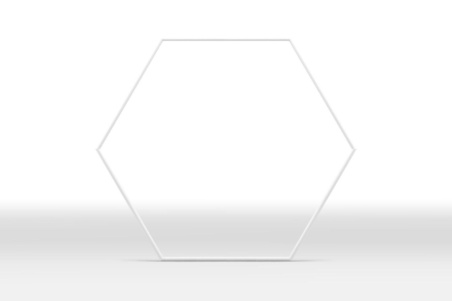 White 3d hexagonal frame pastel border mock up for cosmetic product show presentation vector