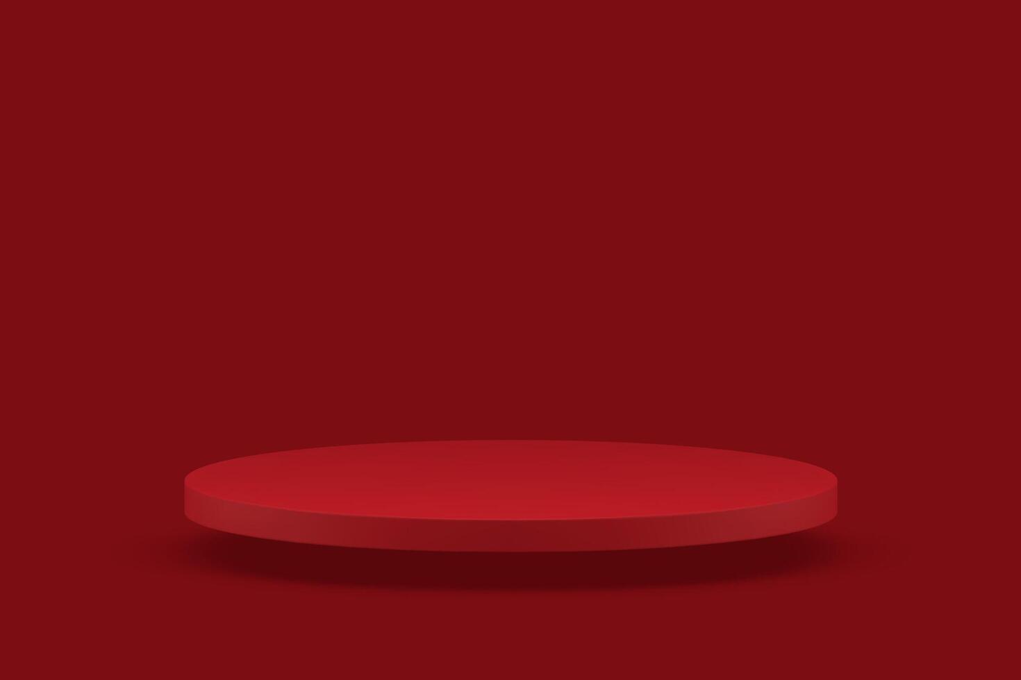 Red 3d cylinder podium round showcase pedestal for commercial product presentation vector