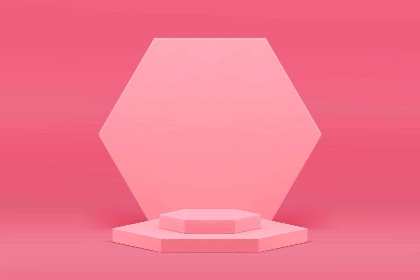 Pink elegant 3d podium feminine pedestal mock up for cosmetic product show presentation vector
