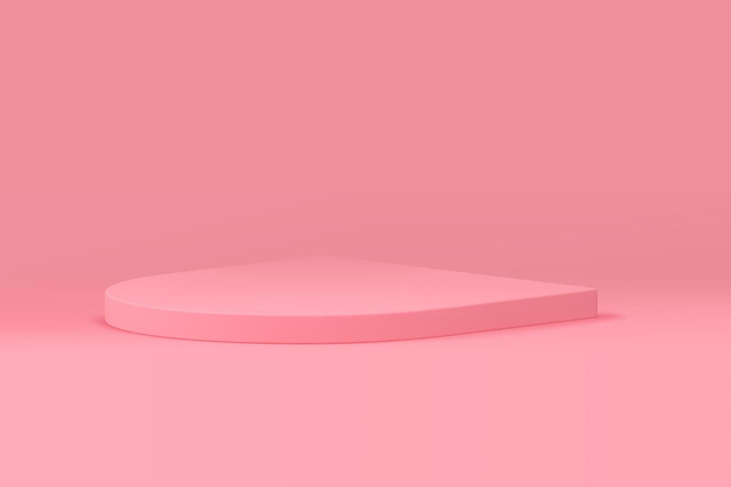 Pink 3d semicircle podium pedestal mock up for cosmetic product show presentation vector