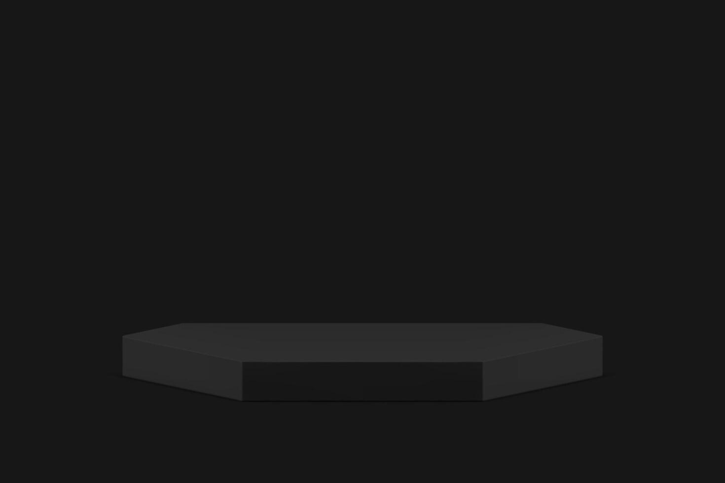 Black 3d podium geometric pedestal platform for male brutal product presentation vector