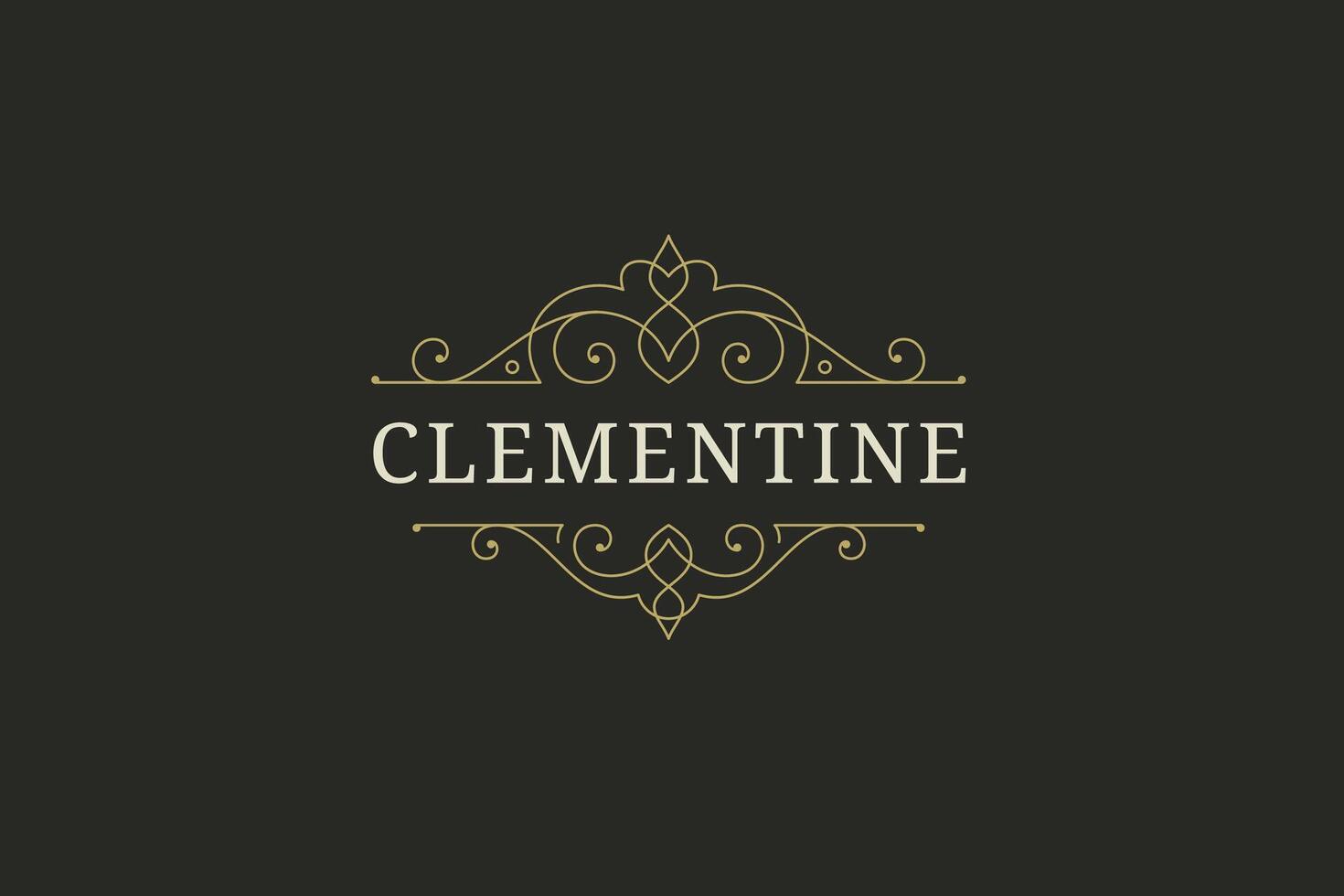 Royal flourish curved ornament golden line logo design template for premium brand vector