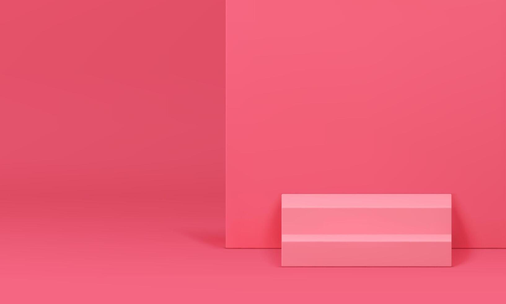 Pink 3d stairs podium showcase with pastel wall backdrop for feminine product presentation vector
