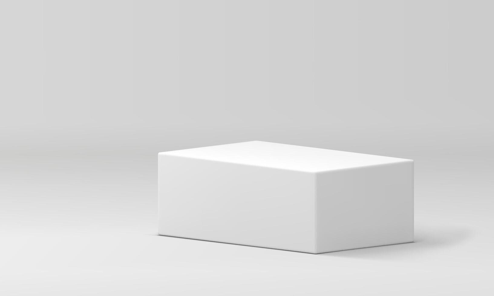 3d podium white rectangular platform mock up for cosmetic product show presentation realistic vector