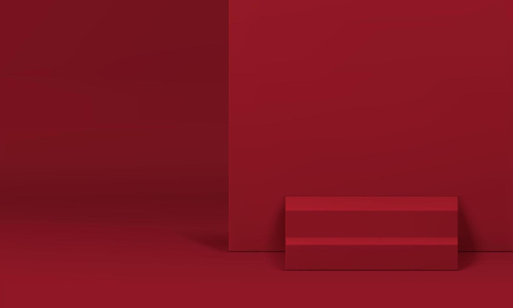 3d red podium staircase stage promo display with wall backdrop showroom studio background vector