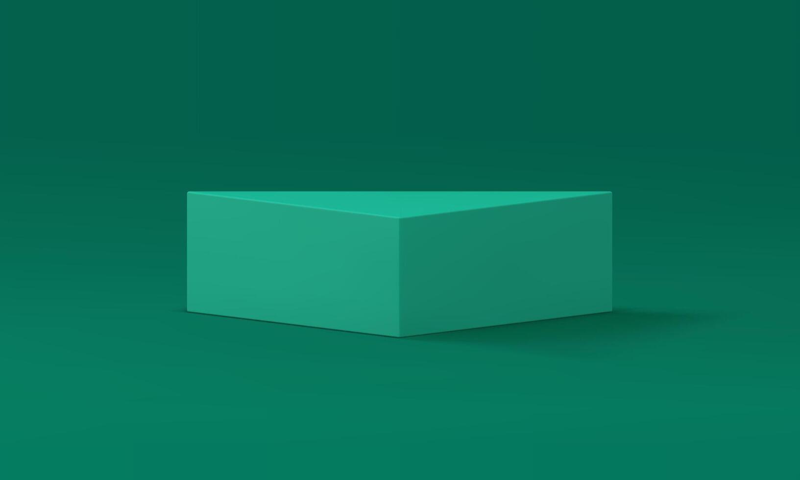 Green triangle 3d podium corner pedestal advertising abstract platform realistic vector